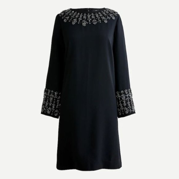 NWT Crew Embellished Long-Sleeve Shift Dress